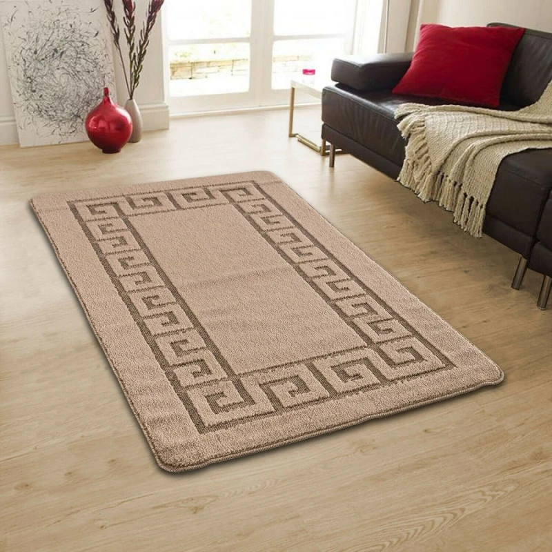 Image of Smart Living Smart Living Plain Heavy Duty Machine Washable Hallway Kitchen Non Slip Door Mat in Beige Size: 80cm x 300cm Beige 80cm x 300cm Unisex