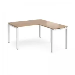 Image of Adapt desk 1400mm x 800mm with 800mm return desk - white frame and