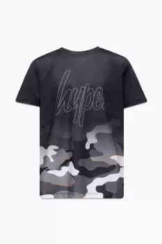 Image of Mono Camo Fade Outline Script T-Shirt