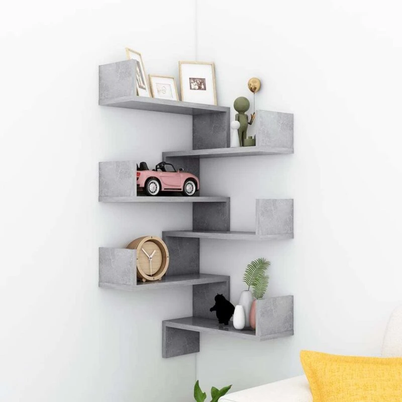 Image of VIDAXL Vidaxl - Wall Corner Shelf 2 pcs Concrete Grey 40x40x50cm Engineered Wood 8720286596500