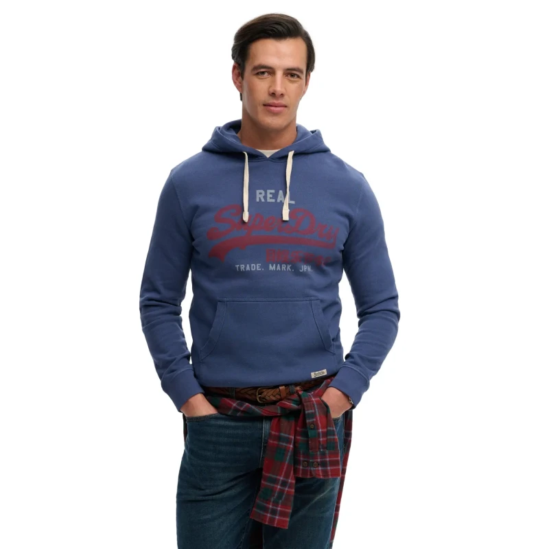 Image of Superdry Hooded sweatshirt Superdry Vl Classic Bleu Male M