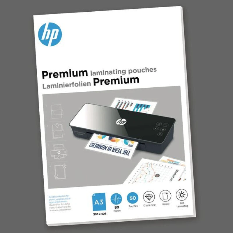 Image of HP Premium Laminating Pouches A3 80 micron (Pack 50) 9126
