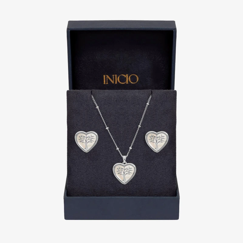Image of Inicio Sterling Silver Plated Tree Of Love Set - Gift Box Jewellery Sets One Size Silver 73780011000