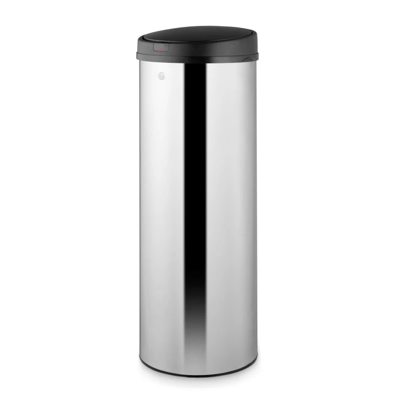 Image of Swan 50L Round Sensor Bin w/Black Bins Medium Silver 72251311390