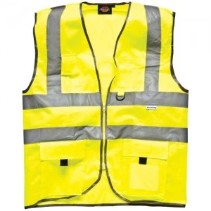 Image of Dickies Hi Vis Safety Technical Waistcoat Yellow M