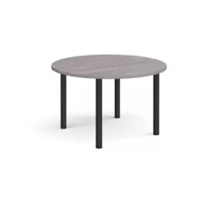 Image of Circular Black radial leg meeting table 1200mm - grey oak