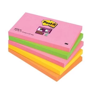 Image of Post it Super Sticky Notes 76x127mm Capetown Rainbow Ref 655SN Pack of