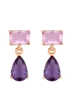 Image of Rose Gold Plated Pink And Lavender Drop Earrings