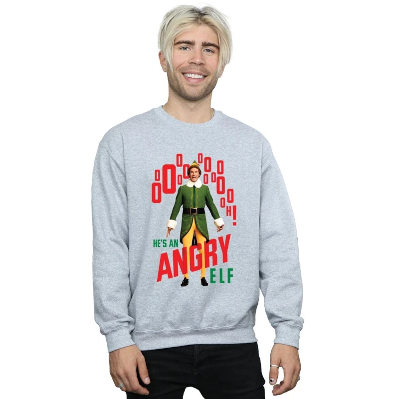 Image of Elf Elf Men Angry Sweatshirt in Grey Size: Small Grey S Male 5057736059807