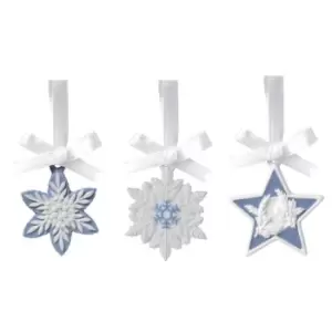 Image of Wedgwood Christmas Charms S3 Snowflakes and Star - Blue/White