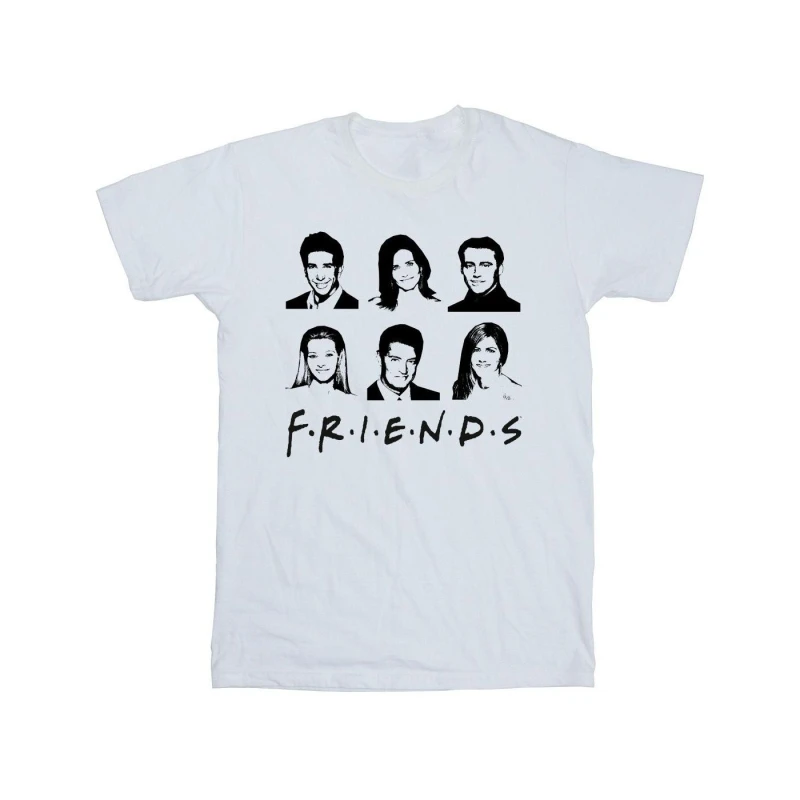Image of Friends Friends Men Faces Cotton Logo T-Shirt in White Size: Small White S Male 5063376926553
