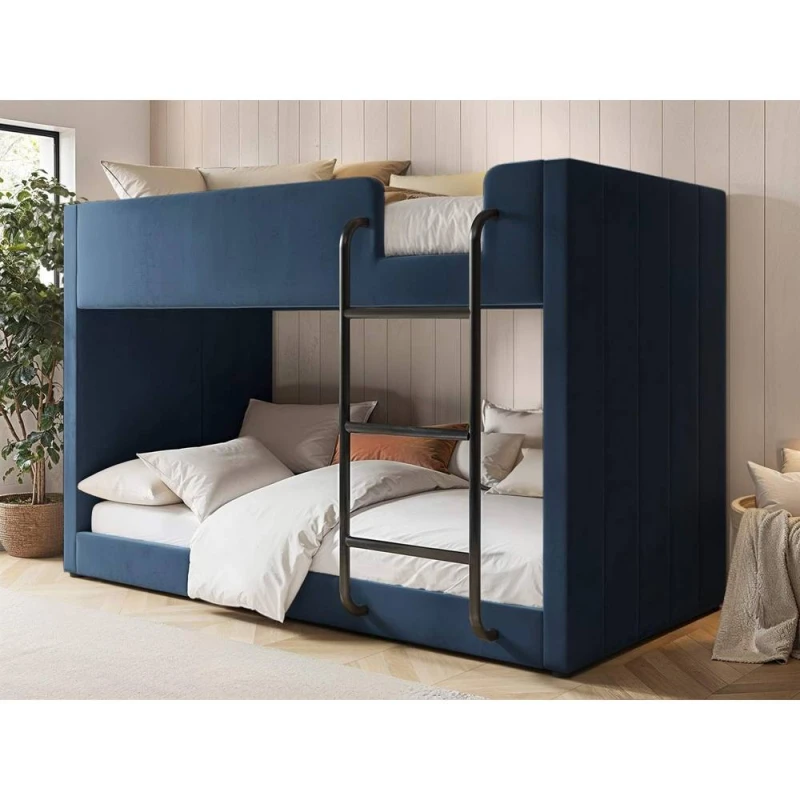 Image of Flair Eden Fabric Bunk Bed in Blue Size: Single Blue Unisex Single