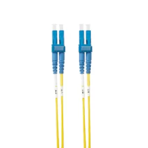 Image of 2m LC-LC OS2 / OS1 Singlemode Fibre Optic Duplex LSZH Patch Lead 2mm Oversleeving Yellow