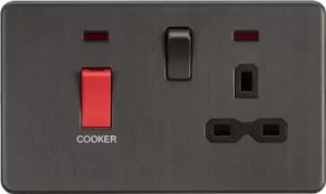 Image of KnightsBridge Screwless 45A DP switch and 13A switched socket with neons - Smoked Bronze