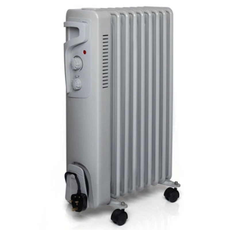 Image of Futura 2000W Oil Filled Radiator Electric Heater Portable Free standing Radiator Grey Light Grey
