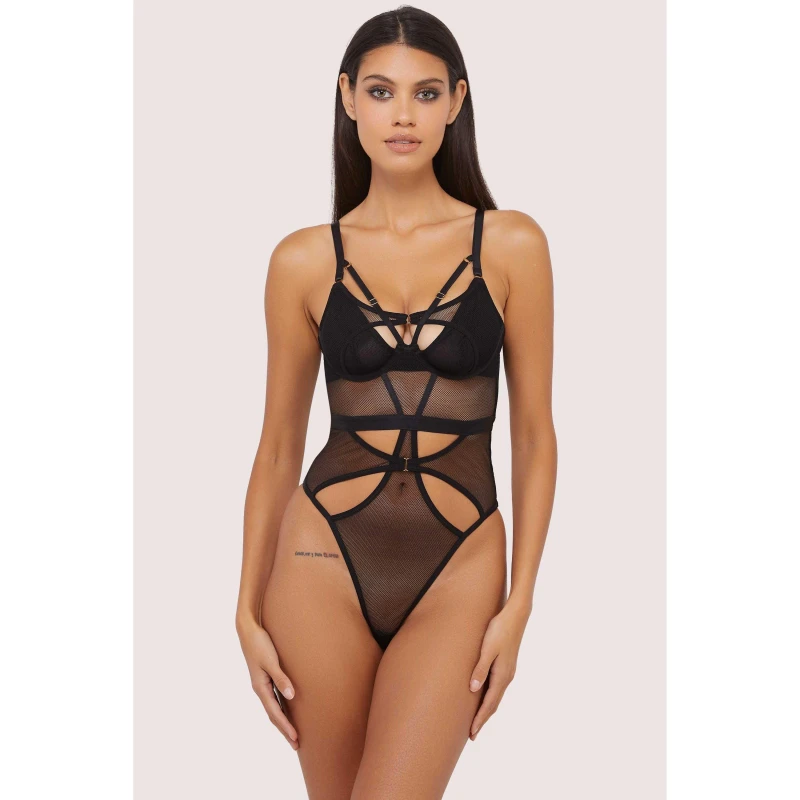 Image of Wolf and Whistle Erin Black Mirco Fishnet Body Print female 14