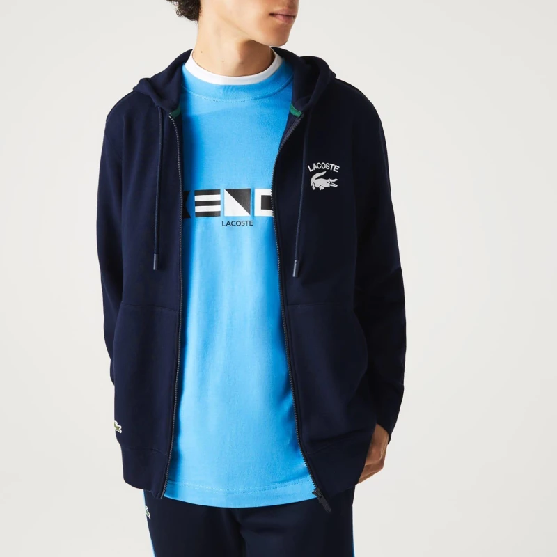 Image of Lacoste Classic Fit Zipped Hoodie - Blue Blue XS