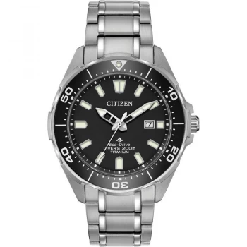Image of Citizen Black And Silver 'Titanium Promaster Diver' Titanium Eco-Drive Watch - BN0200-56E