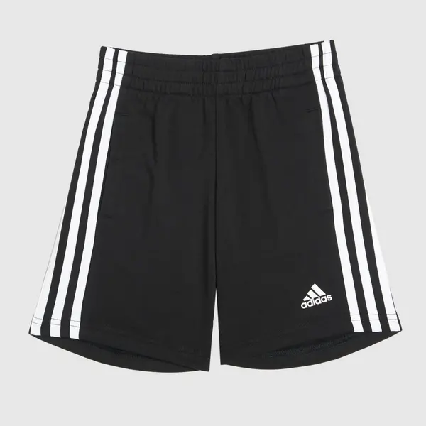 Image of adidas kids essentials 3 stripe short in Black & white Black/White UK 6-7Y
