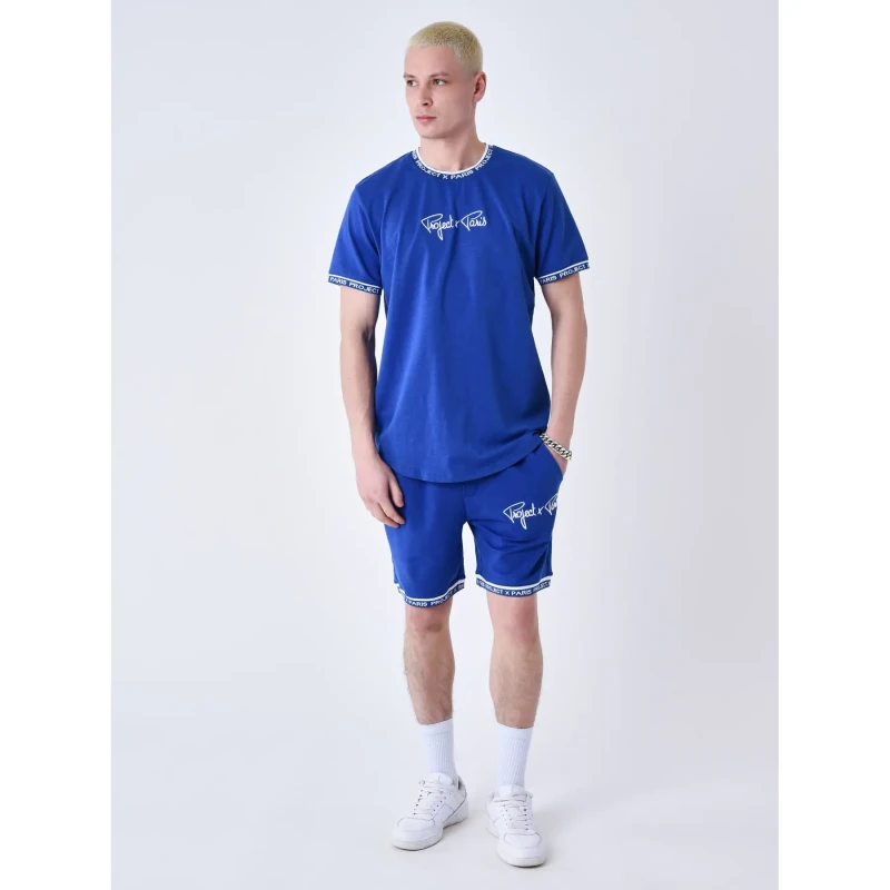 Image of Project X Paris Embroidered logo T-Shirt Project X Paris Bleu Male S 2310019_BL2W
