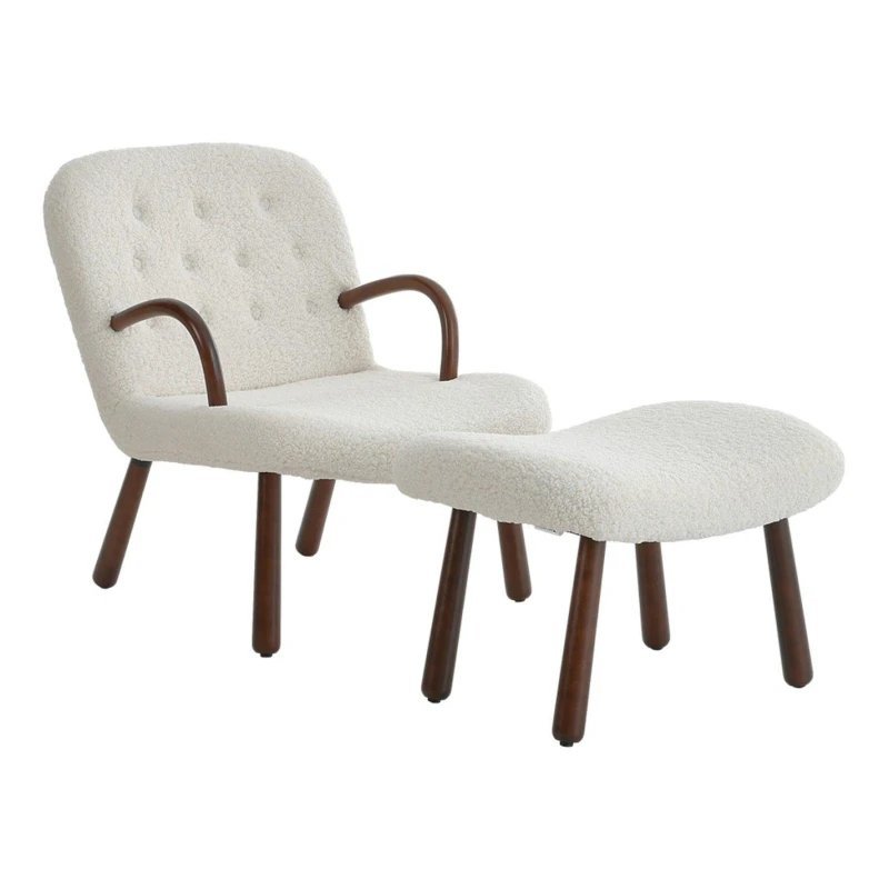 Image of Kabinet UK Sherpa Armchair and Footstool Set White unisex One size