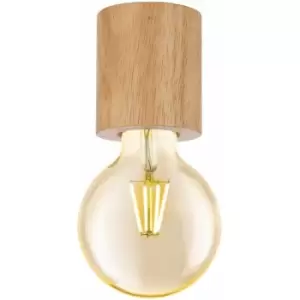 Image of Loops - Flush Ceiling Light Simple 1 x Round Brown Wood Bulb Holder Bulb E27 28W