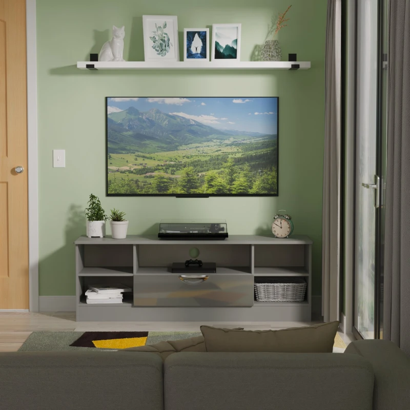 Image of Swift Alva Ready Assembled Wide TV & Media Unit Grey Gloss WPZHK Unisex