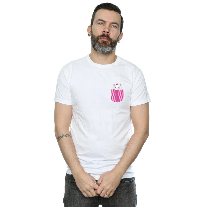 Image of Disney Men Aristocats Marie Chest T-Shirt in White Size: Small White S Male 5057864086430