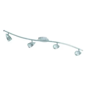Image of 4 Light Adjustable Ceiling Spotlight Bar Satin Silver, GU10