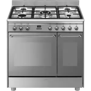 Image of SMEG Cg92X9 Freestanding Electric & Gas Range Cooker With Gas Hob