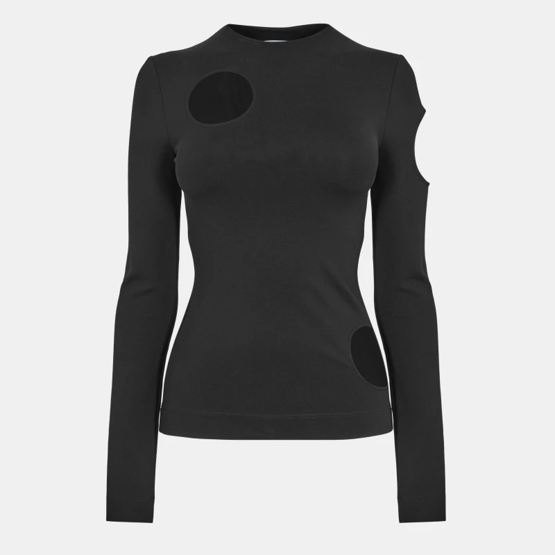 Image of Off White Womens Stretch Knitted Top Black female 4 (3XS)