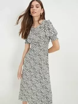 Image of Dorothy Perkins Ditsy Shirred Cuff Midi Dress - Multi, Size 16, Women