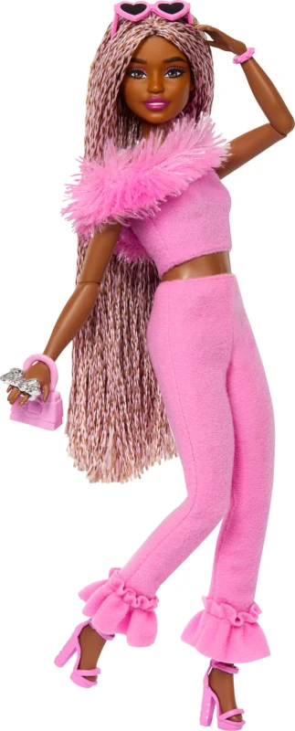 Image of Barbie Deluxe Style Doll Pink Jumpsuit & Braided Hair -32cm