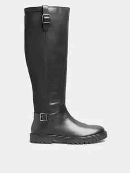 Image of Long Tall Sally Leather Cleated Calf Boot Black, Size 7, Women