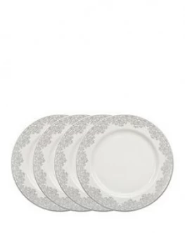 Image of Monsoon Denby Filigree Silver Dinner Plates ; Set Of 4