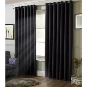 Image of Alan Symonds Blackout Curtains Eyelet Ring Top, Polyester, Charcoal, 90 x 72 - Charcoal