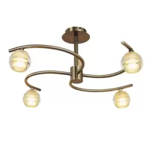 Image of Sphere Semi Flush 4 Light G9, Antique Brass