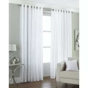 Image of Riva Home Fiji Faux Silk Ringtop Curtains (66x54 (168x137cm)) (White)