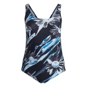 Image of adidas Positivisea 3-Stripes Graphic Swimsuit (Plus Size) - Black