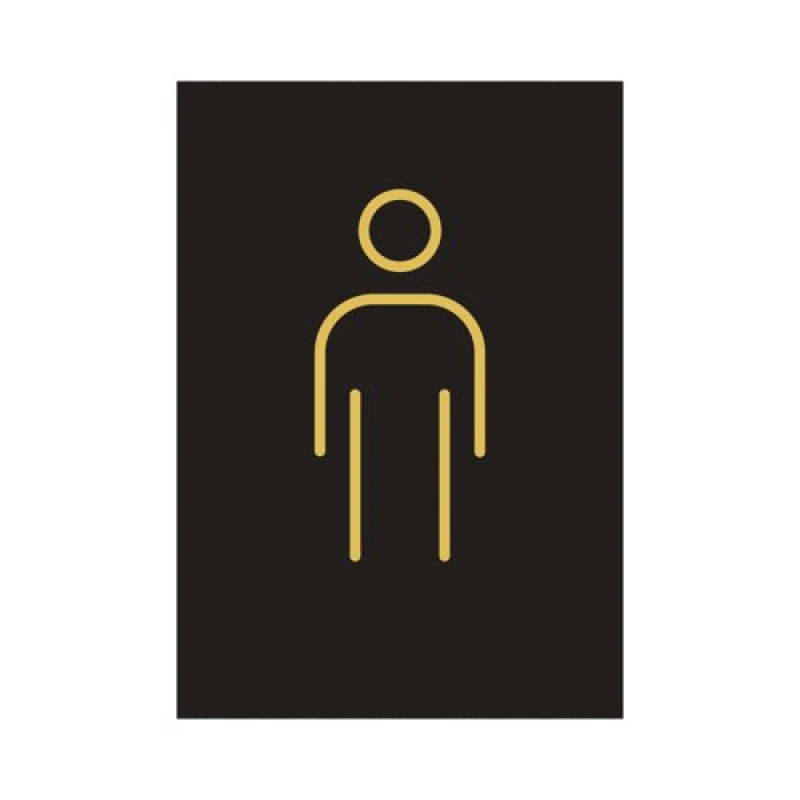 Image of Male Toilet Sign Rigid Plastic 105x150mm Black/Gold Y6698803