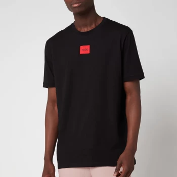 Image of HUGO Mens Regular Fit Red Logo T-Shirt - Black - L