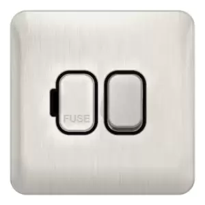 Image of Schneider Electric Lisse Screwless Deco - Switched Single Fused Connection Unit, 13A, Double Pole, GGBL5010BSS, Stainless Steel with Black Insert