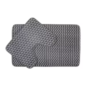 Image of Premier Housewares Soak Bath Mat Set Chevron - Grey