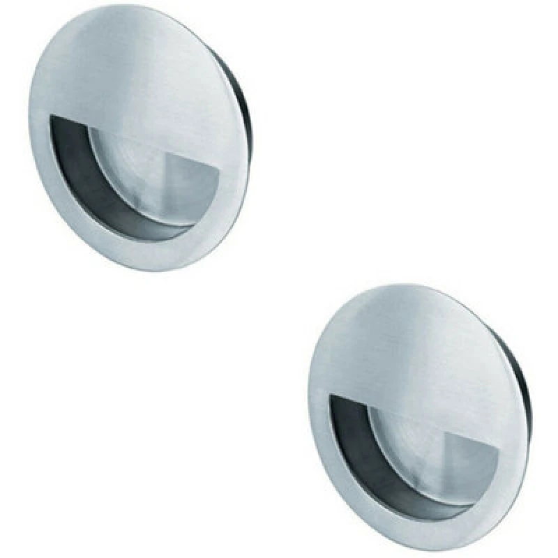 Image of Loops 2x Circular Low Profile Recessed Flush Pull 90mm Diameter Satin Stainless Steel Metallics unisex