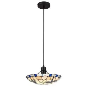 Image of Luminosa Lighting - 1 Light Ceiling Pendant E27 With 35cm Tiffany Shade, Red, Clear Crystal, Black