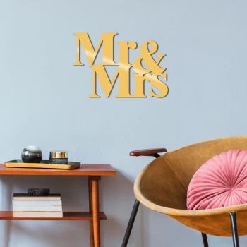 Image of Mr&Mrs Metal Decor - Gold Gold Decorative Metal Wall Accessory