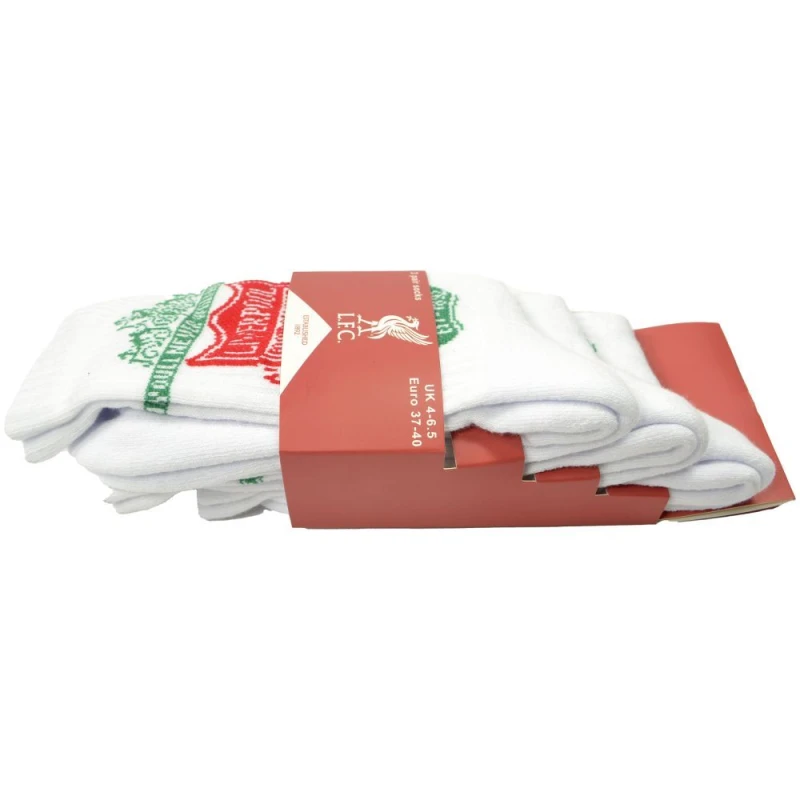 Image of Liverpool FC Sports Socks (Pack of 3) White unisex