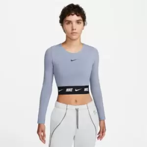 Image of Nike Sportswear Womens Long-Sleeve Crop Top - Blue
