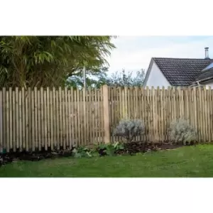 Image of Forest Garden Pressure Treated Contemporary Picket Fence Panel 6' x 3' (5 Pack) in Natural Timber