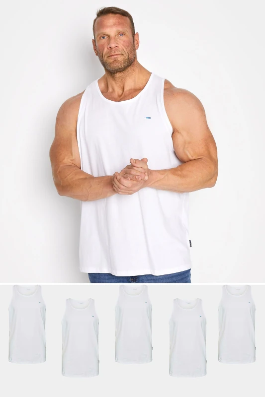 Image of BadRhino 5 Pack Vest Tops White